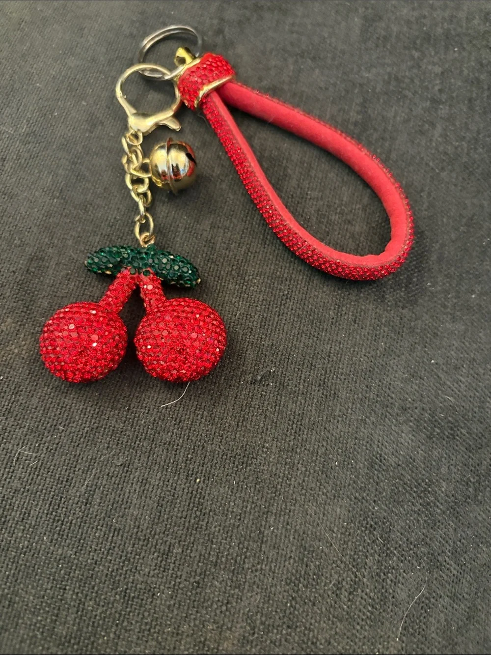 Crystal Cherry Keychain Wristlet - Red